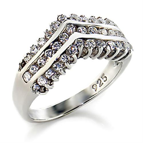 JCE6 Polished 925 Sterling Silver Ring with AAA Grade CZ in Clear